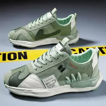 Sneakers Men s new mesh thick-soled heightened wear-resistant running shoes Daddy non-slip breathable sports trendy shoes board shoes 39 серый