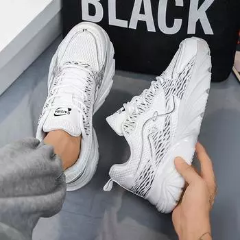 Sneakers men s shoes new four-season breathable mesh platform casual shoes lightweight running shoes men s little white dad shoes 39