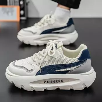 Sneakers men s spring and summer new mesh breathable trendy shoes teen students platform leisure travel dad shoes 39