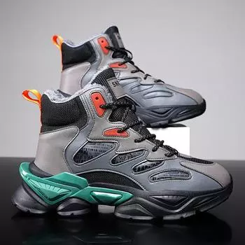 Sneakers men s velvet warm high-top teenagers 2025 winter new Northeast cotton shoes non-slip snow boots 39