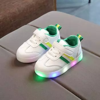 Sneakers Toddler Luminous Kids Children Baby Striped Shoes Led Light Up2130 EU25