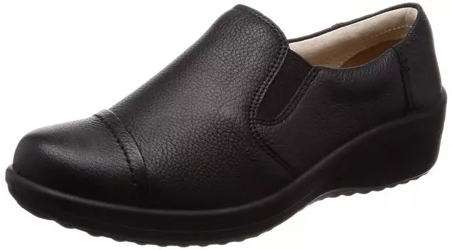 Sneakers Walking Shoes Genuine Leather Wide Easy to Walk 4E ASC 3460 Black cm [Achilles Sorbo] Slip-on Women s 22.5 чёрный