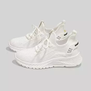 Sneakers Women Mesh Shoes 2024 Summer Breathable Casual Lace up Zapatillas Mujer Fashion Comfortable Walking Shoes 40 Sizes 35 бежевый