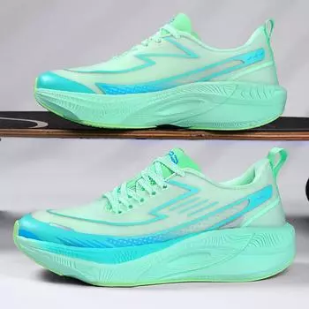 Sneakers Women Pink Mesh Breathable Flat Lighweight Comfortable Flat Walking Shoes Lace-up Trendy Original Running Shoes for Men 36 зелёный