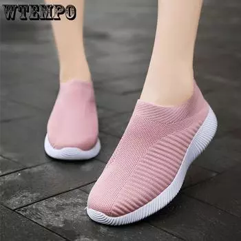 Sneakers Women Platform Shoes Flat Chunky Sneakers Sock Women s Sneakers Slip on Tennis Female Shoes 35 серый