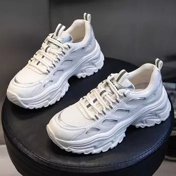 Sneakers women s spring 2025 new thick-soled heightening casual shoes running versatile single shoes flat-soled shallow mouth women s shoes tide 35