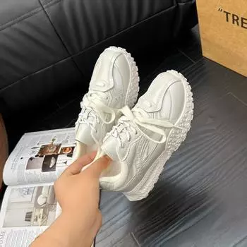 Sneakers women s summer new trendy niche versatile thick-bottomed mesh breathable casual 35 бежевый