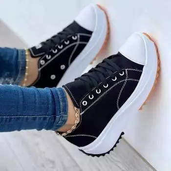 Sneakers Women Shoes 2024 Women Pattern Canvas Shoes Casual Women Sneakers Shoes Flat Lace-Up Zapatillas Mujer Chaussure Femme 35 белый