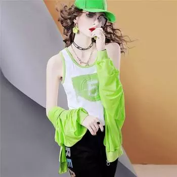 Sneaky Design C252 European Goods Print Fashion Suspenders Vest Green In Stock (within 48 hours) S