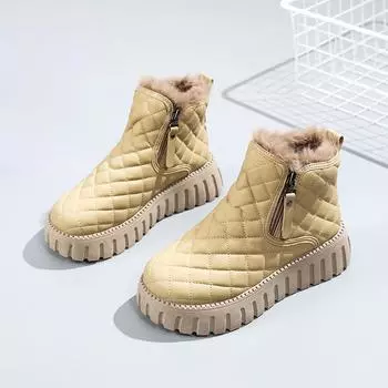 Снегоступы, Женские, Зима, Ботильоны, Дамы, Теплый, На Меховой Подкладке, Пинетки, Утолщение, Обувь, Молния, Квартира, Кроссовки, Открытый, Пинетки 36 хаки