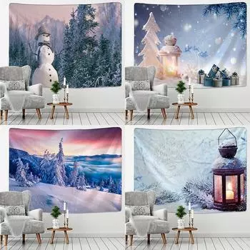 Снеговик из сосны, гобелен, рождественский подарок, принт, настенное одеяло в индийском стиле для спальни, покрывало для общежития 100x75cm
