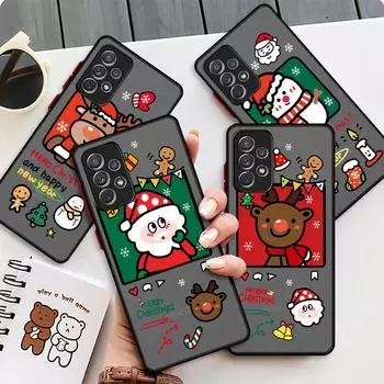 Снеговик Рождественский милый матовый чехол для Samsung Galaxy A52 A12 A51 A32 A21s A71 A32 5G A12 A22 A53 A70 A50 A30 Жесткий чехол для телефона Samsung A73 5G