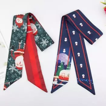 Снеговик Рождественский Новогодний шарф-повязка на голову Маленькая длинная полоска Универсальный шарф-серпантин Стильные декоративные аксессуары для волос