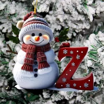 Снеговик Рождественское украшение 26 букв от A до Z Рождественский орнамент 2D Плоский праздничный F