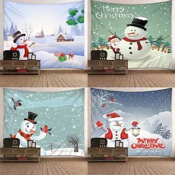 Снеговик Снежинка Рождественский гобелен Новогодняя зимняя вечеринка Гобелен Спальня Общежитие Настенный Гобелен 100x75cm