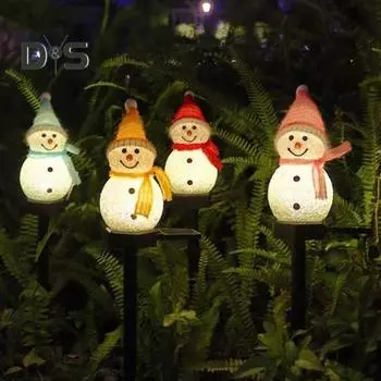 Снеговик Солнечный Светильник Светодиодный Солнечный Светильник Снеговик Водонепроницаемый Светильник Снеговик для Сада Патио Газон Рождественский Декор розовый