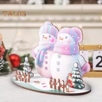 Снеговик украшения деревянные рождественские настольные украшения DIY сборка мультяшный снеговик украшение для домашнего офиса декор A