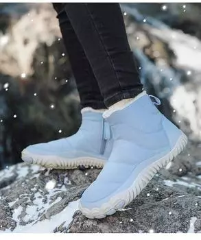 Снегозащитные и водонепроницаемые уличные зимние ботинки, толстые и теплые хлопковые ботинки на широкой подошве, уличные хлопковые ботинки 35 чёрный