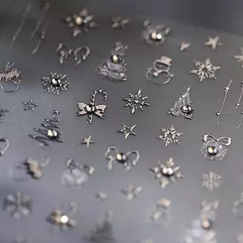 Снежинка бант прекрасный рождественский самоклеящиеся наклейки для ногтей 5D рельефные маникюрные наклейки TL-256