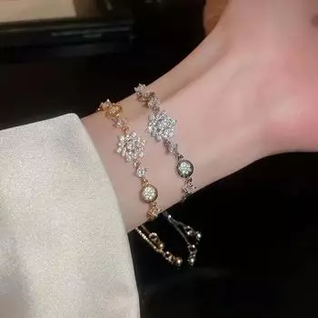 Снежинка Парный браслет со стразами Подарок на День святого Валентина Снежинка Браслет Лучшие друзья золотой