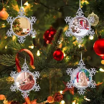 Снежинка Подвеска Рождественское украшение DIY Фото Подвесное украшение Сплав Снежинка Рождественская елка Настенный декор для окна Сад A