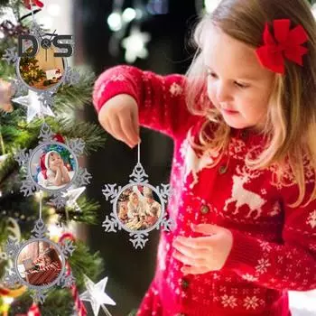 Снежинка Подвеска Рождественское украшение DIY Фото Подвесное украшение Сплав Снежинка Рождественская елка Настенный декор для окна Сад A