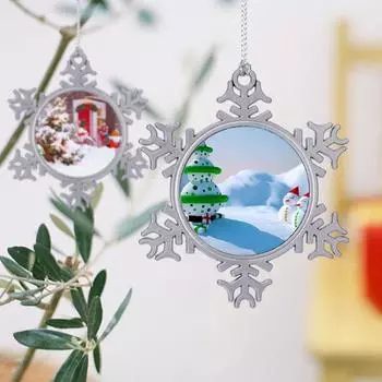 Снежинка Подвеска Рождественское украшение DIY Po Подвесное украшение Сплав Снежинка Рождественская елка Настенное окно Сад A