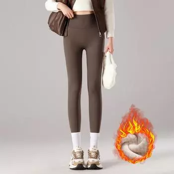 Снежинка пух плотные брюки акулы леггинсы женские осень зима высокая талия эластичные утягивающие теплые флисовые брюки S коричневый