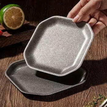 Снежинка серая ретро нержавеющая сталь восьмиугольная тарелка квадратная тарелка для закусок кимчи плевок кость блюдо с плоским дном