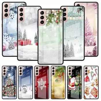 Снежинка Снежный Рождественский стеклянный чехол для Samsung Galaxy S22 S20 FE S21 Plus Чехол для телефона S10 5G S9 Note 20 Ultra 10 Lite Shell Samsung S21 5G