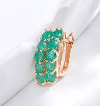 Снежинка Текстура Зеленый Циркон Золотой Цвет Английский Замок Серьги-капли Классические Винтажные Ювелирные Изделия зелёный