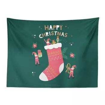 Снежная Рождественская елка камин Санта-Клаус гобелен с принтом настенный фон тканевый декор рождественское украшение для дома и комнаты 95x73cm