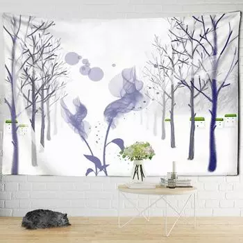 Снежное поле, картина маслом, гобелен, настенная живопись, деревья, цветы, искусство, простые линии, богемная Мандала, домашний декор для спальни 95x70CM