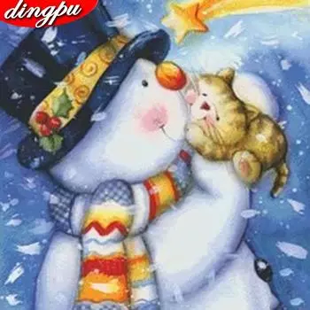 Снежный человек Алмазная картина Санта-Клаус Главная Полная площадь Украшение Вышивка 30x30CM