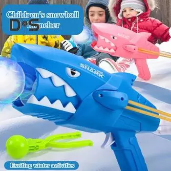 Снежный комейник и пусковая установка в форме акулы снежные игрушки для детей зимние уличные игрушки снежный бой игрушка для детей взрослых синий