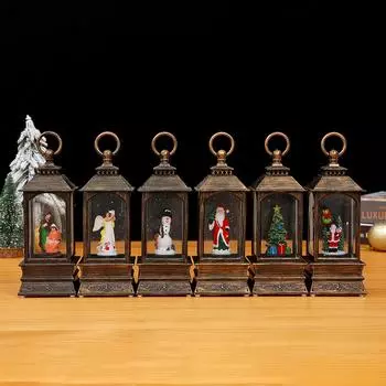 Снежный спрей Музыка Люминесцентная масляная лампа Украшение Horselight Отель Торговый центр Украшение окна Рождество Street lamp old man