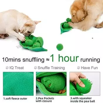 Sniffing Dog Toy Stress Reliever Squeaky Plush Treat Dispenser Dog Snuffle Bowl Reliever Interactive Ball Chew Toy IQ Puzzle зелёный