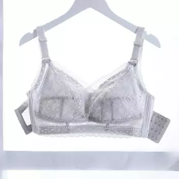 Снимайте большую грудь и показывайте маленькие бюстгальтеры, типа жилетки, тонкое кружевное белье для женщин без стальных колец, близкое к груди 34/75B серый