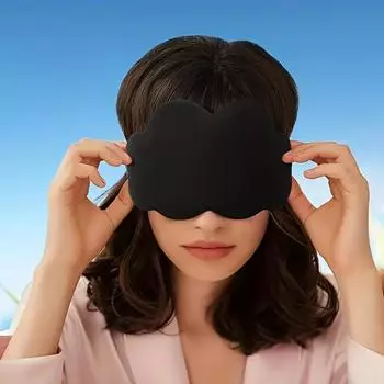 Снимите стресс и беспокойство с помощью этой 3D-облака, ледяного шелка, медленного восстановления, пены с эффектом памяти, затемняющей дышащей маски для глаз для йоги чёрный