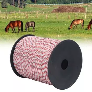 Снижение сопротивления Красный Белый Polywire 200м/500м Рулонный забор Стальной Поли Канат Ограждение для животных 200mx2mm белый/красный