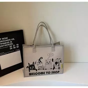 Snoopy Cartoon Pattern Canvas Bag Women s Coco Love Love Handbag Women s Simple серый