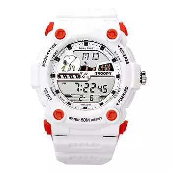 Snoopy цифровые часы 50M водонепроницаемый будильник светящийся унисекс подарок (Белый х Красный)