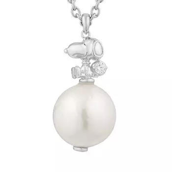 [SNOOPY] Длинное ожерелье с жемчугом SNOOPY, женское, серебро 925 пробы, официальный товар PEANUTS, подвеска с жемчугом в виде пресноводного жемчуга
