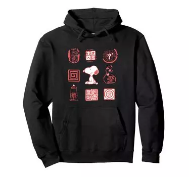 Snoopy Peanuts hoodie sitting next to Japanese antiques чёрный