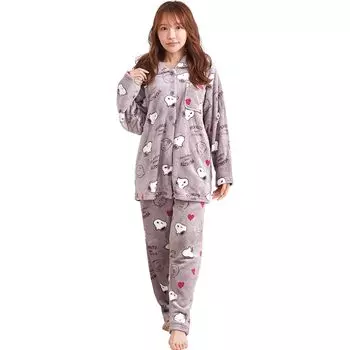 Snoopy Room Wear Пижама Домашняя одежда Пушистый длинный рукав Верх и низ Комплект Подарок на день рождения Подарок QWSN03 [Luanna Jena] Женская (Роза Грей)
