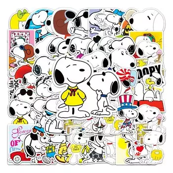 Snoopy Sticker Set 50 Pieces Snoopy Waterproof Sticker Snoopy Seal Pack Brand Sticker Suitcase Suitable for Cars, Motorcycles, Helmets, Skateboards,