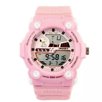 Snoopy Watch 50M Water Resistant 5 ATM Goods Pink x Pink Alarm Digital Sea River