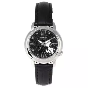 Snoopy Watch World Limited 100 шт., каждая с серийным номером, японская модель, ремешок из натуральной кожи, женские (черный) чёрный