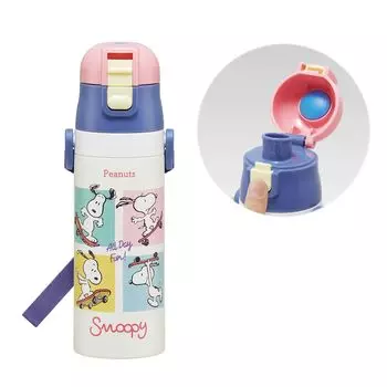 Snoopy Water direct нержавеющая сталь 470 мл [Бутылка с термоизоляцией] Сверхлегкая, компактная, с блокировкой, бутылка с открыванием одним нажатием,