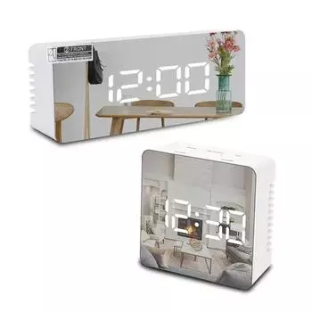 Snooze Mirror Цифровой будильник Светодиодные ночники Термометр Настенные часы Лампа Квадратные Прямоугольные Многофункциональные настольные часы USB